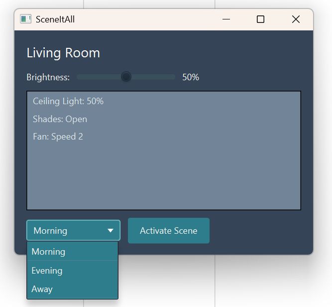 Snazzy slate, blue, and white SceneItAll GUI