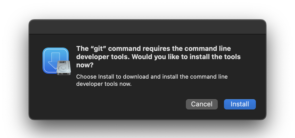 Command Line Developer Tools Popup