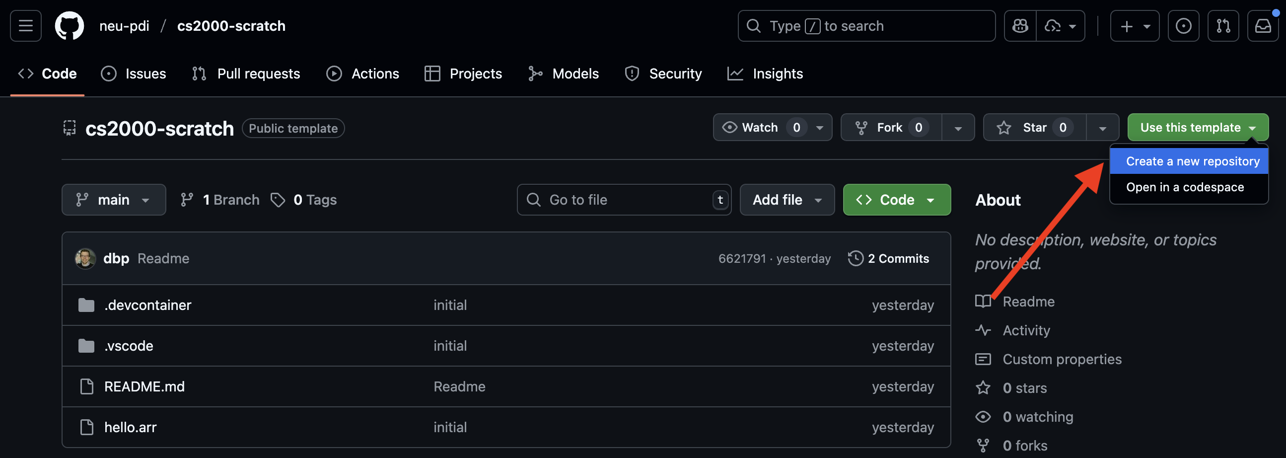 Github Repos create repository
