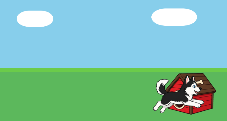 Husky arriving at the doghouse.