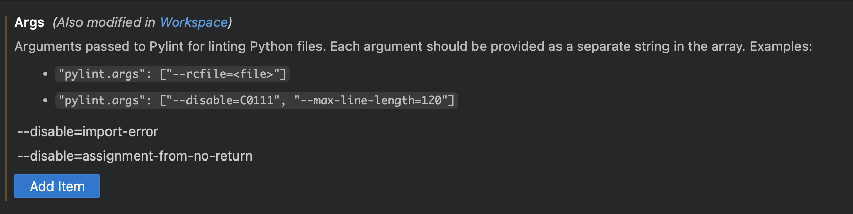 Pylint Args