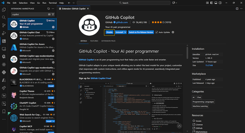 VSCode GitHub Copilot Extension
